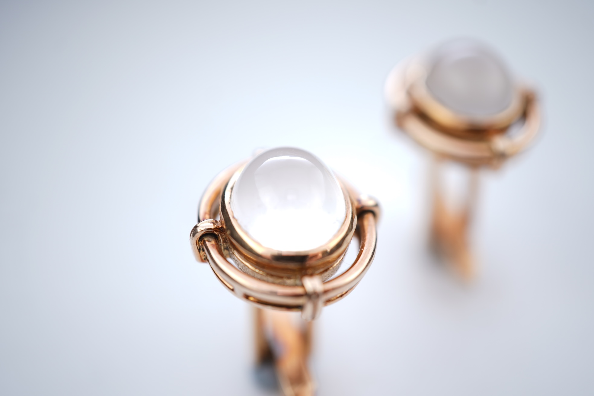 A pair of moonstone cufflinks